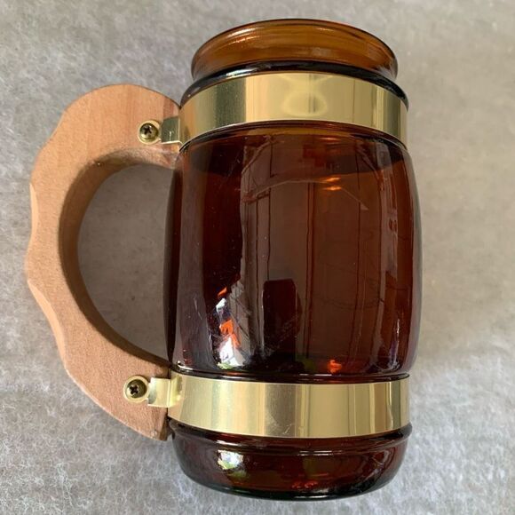 Vintage Siesta Ware Western Cowboy Brown Glass Wooden Handle Mug - Picture 3 of 7